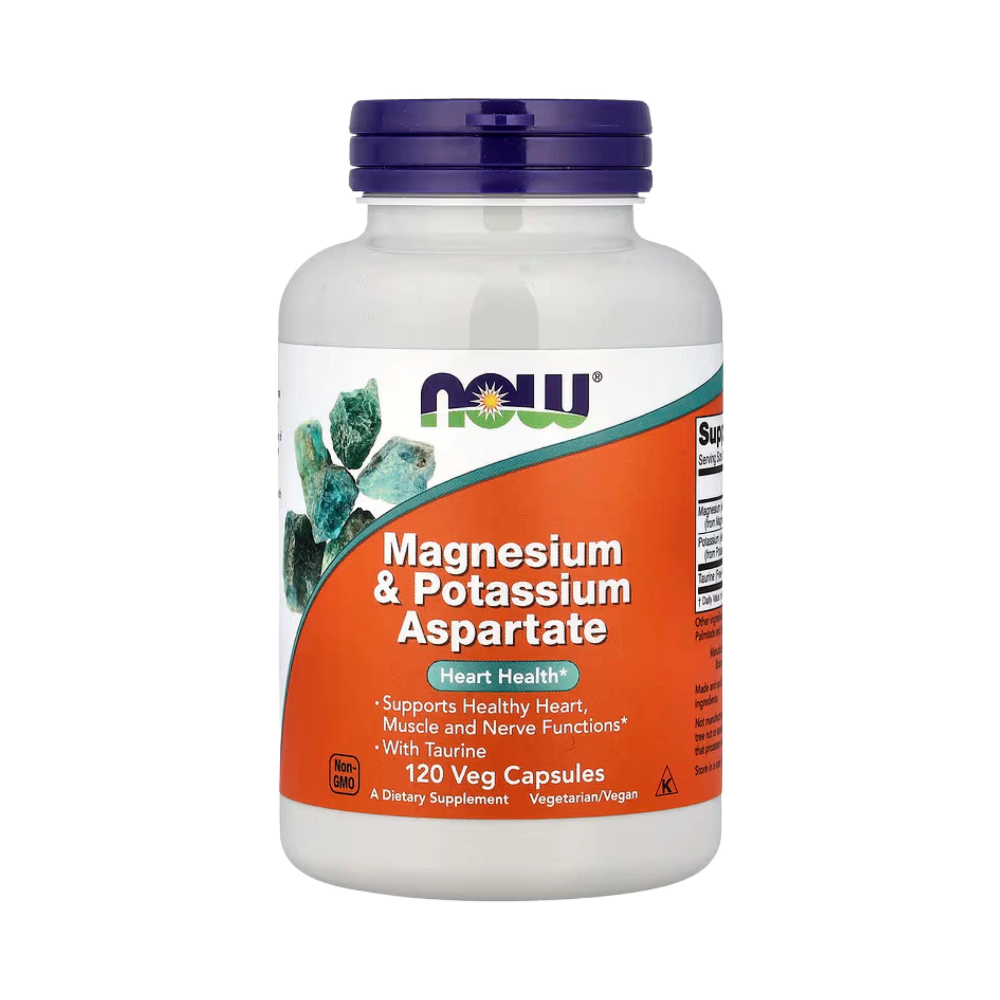NOW Foods, Magnesium & Potassium Aspartate With Taurine, 120 Veg Capsules