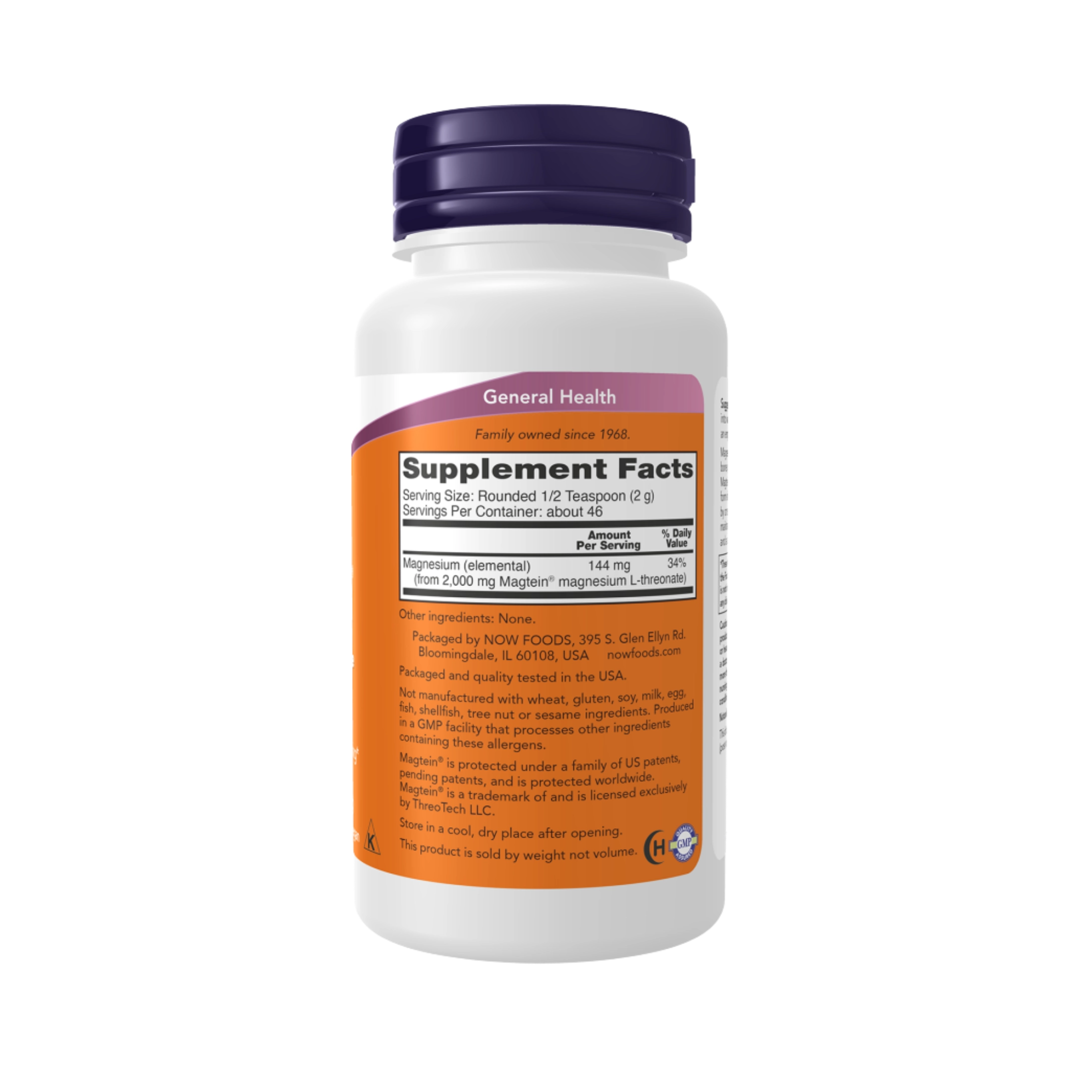 NOW Foods, Magtein®, Magnesium L-Threonate Powder, 3.2 oz