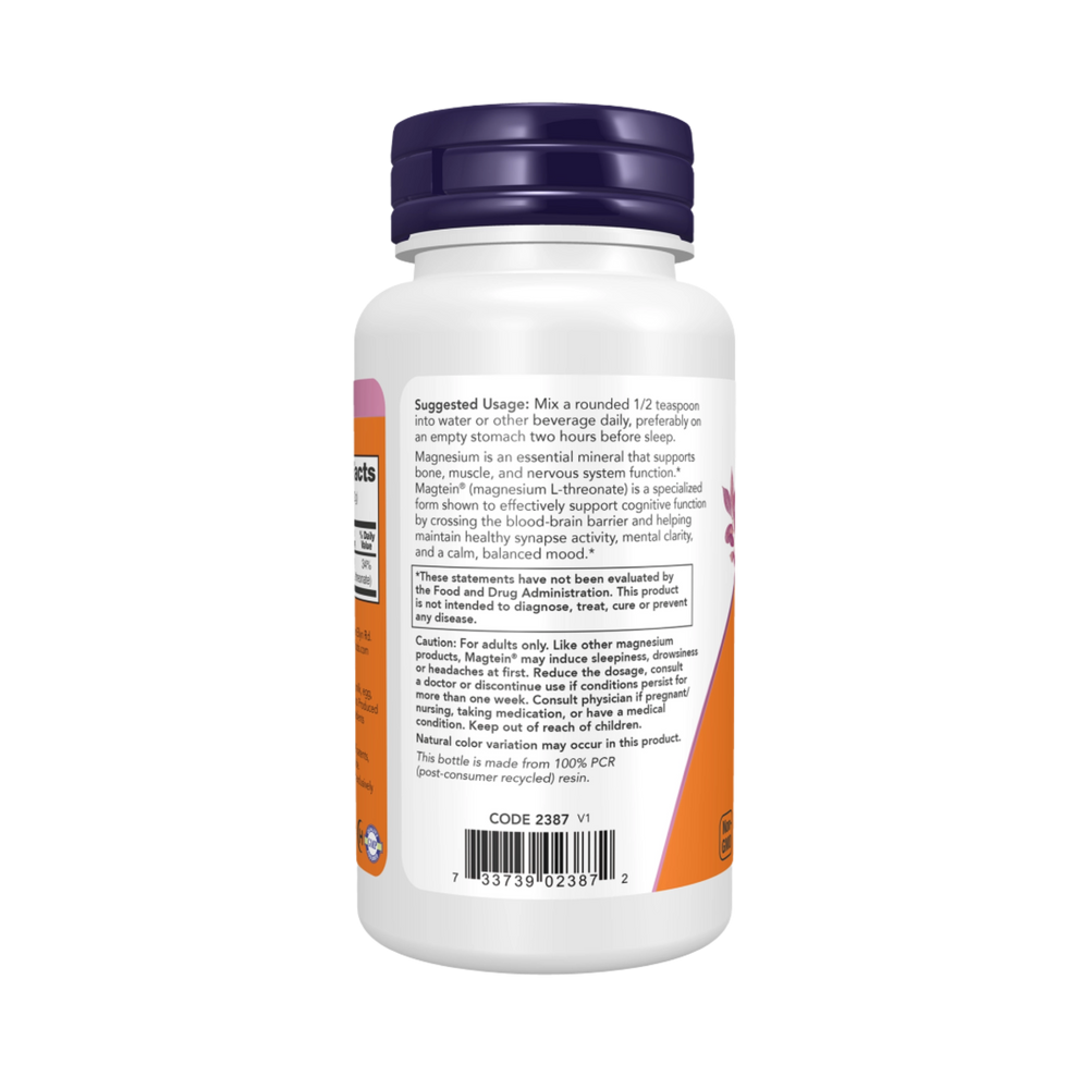 NOW Foods, Magtein®, Magnesium L-Threonate Powder, 3.2 oz