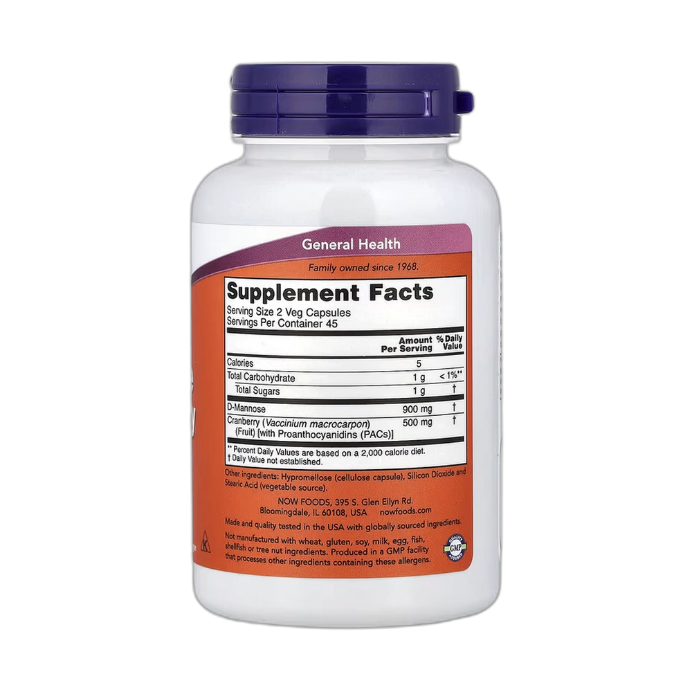 NOW Foods, Mannose Cranberry, 90 Veg Capsules