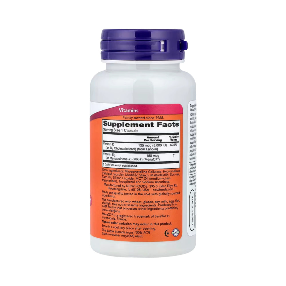 NOW Foods, Mega D3 & MK-7, 120 Capsules