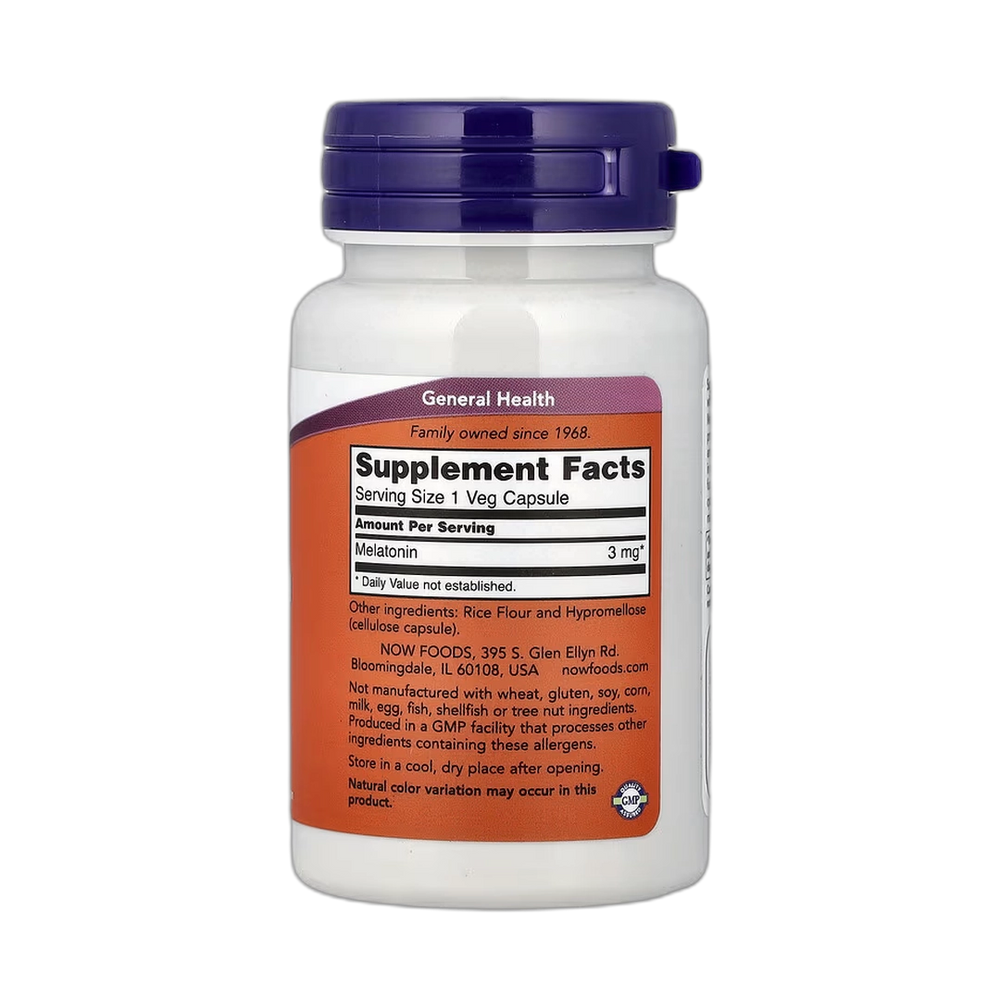 NOW Foods, Melatonin, 3 mg, 60 Veg Capsules