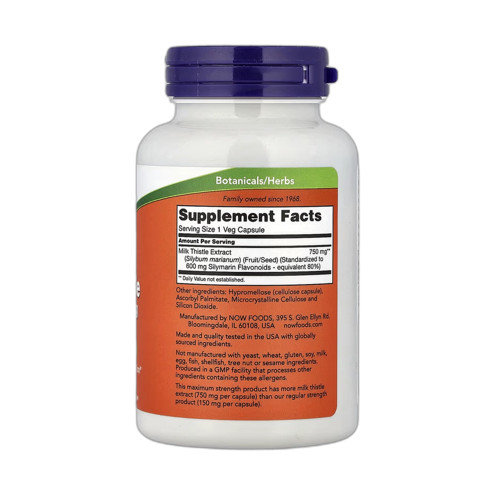 NOW Foods, Milk Thistle Extract, 750 mg, 90 Veg Capsules