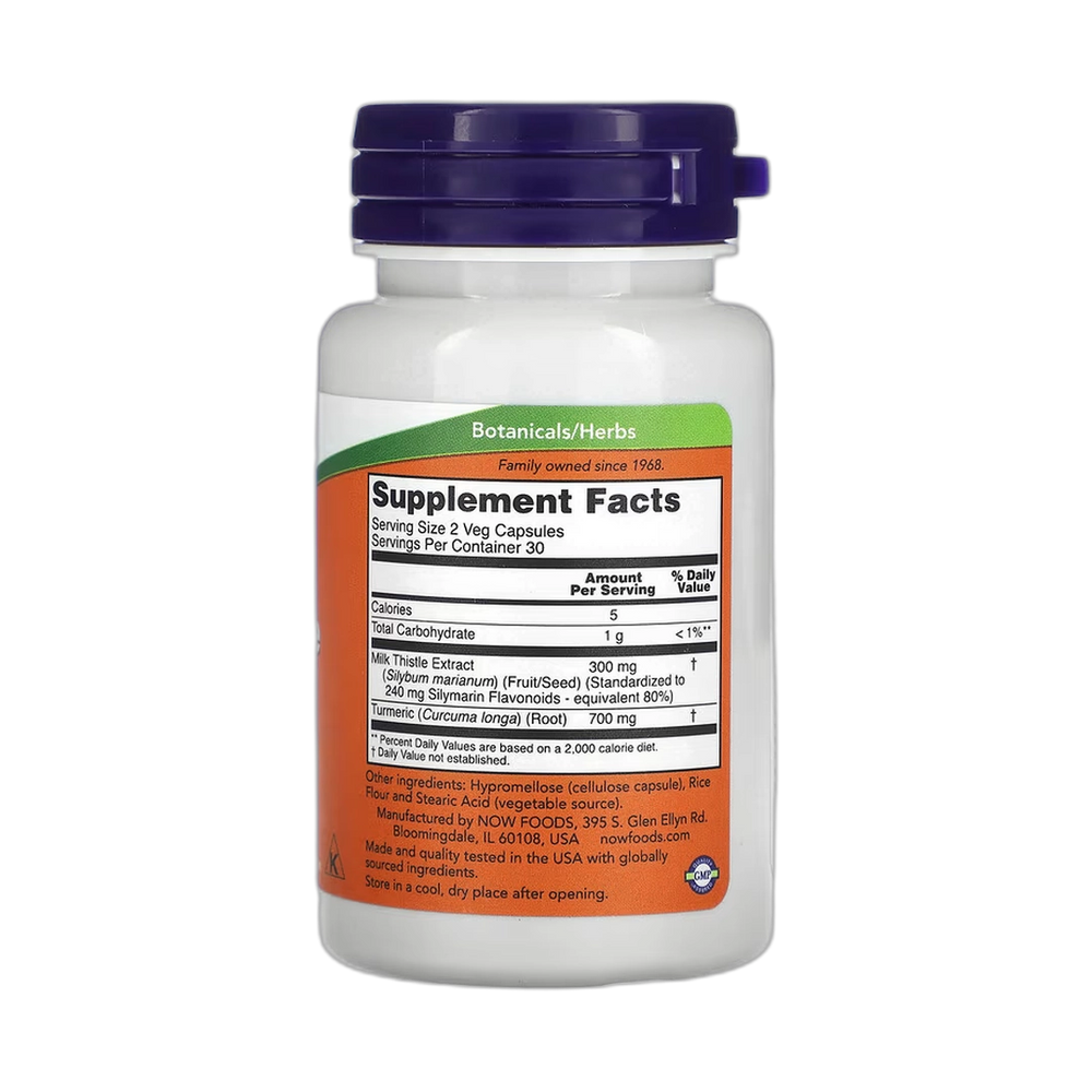 NOW Foods, Milk Thistle Extract with Turmeric, 60 Veg Capsules