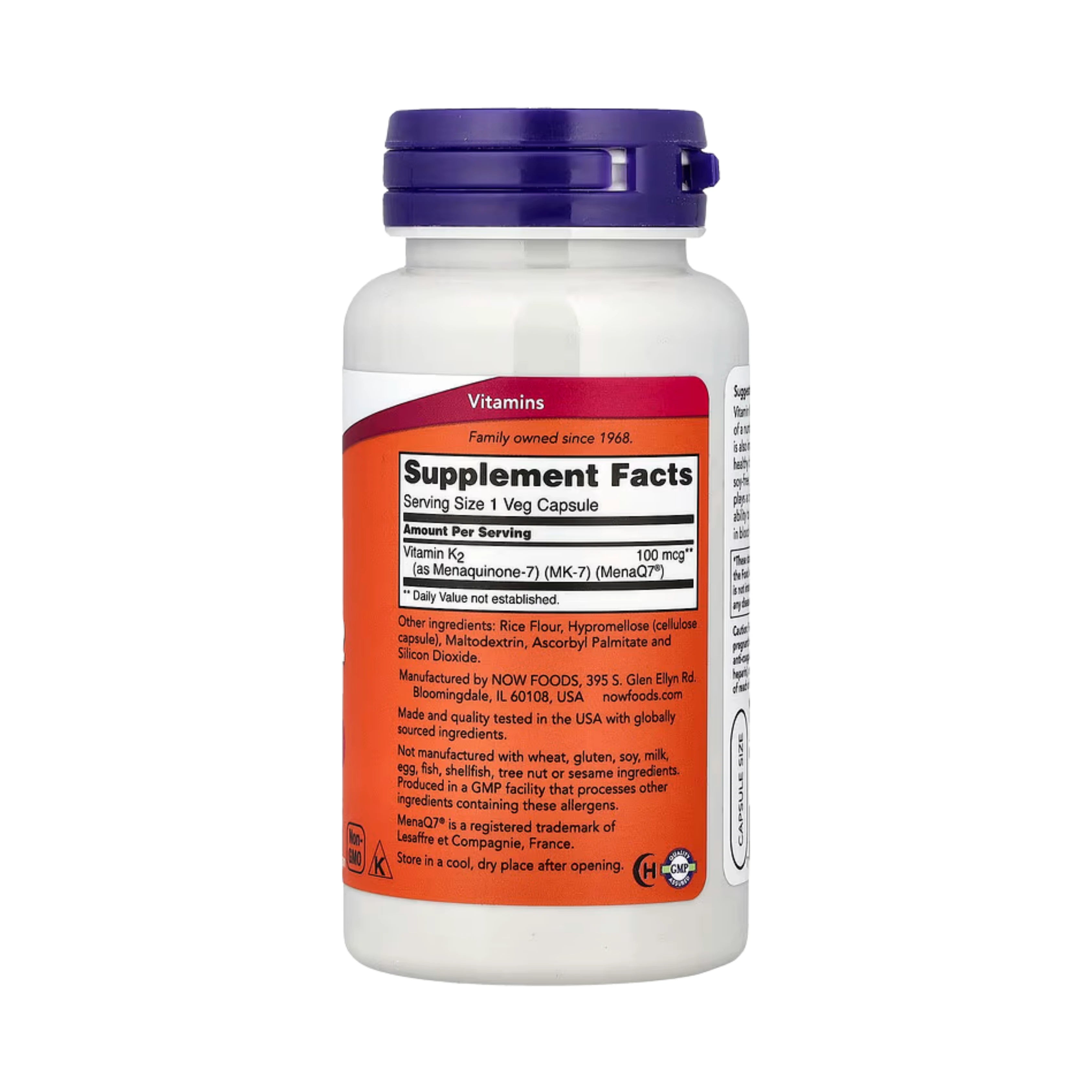 NOW Foods, MK-7 Vitamin K-2 , 100 mcg, 120 Veg Capsules