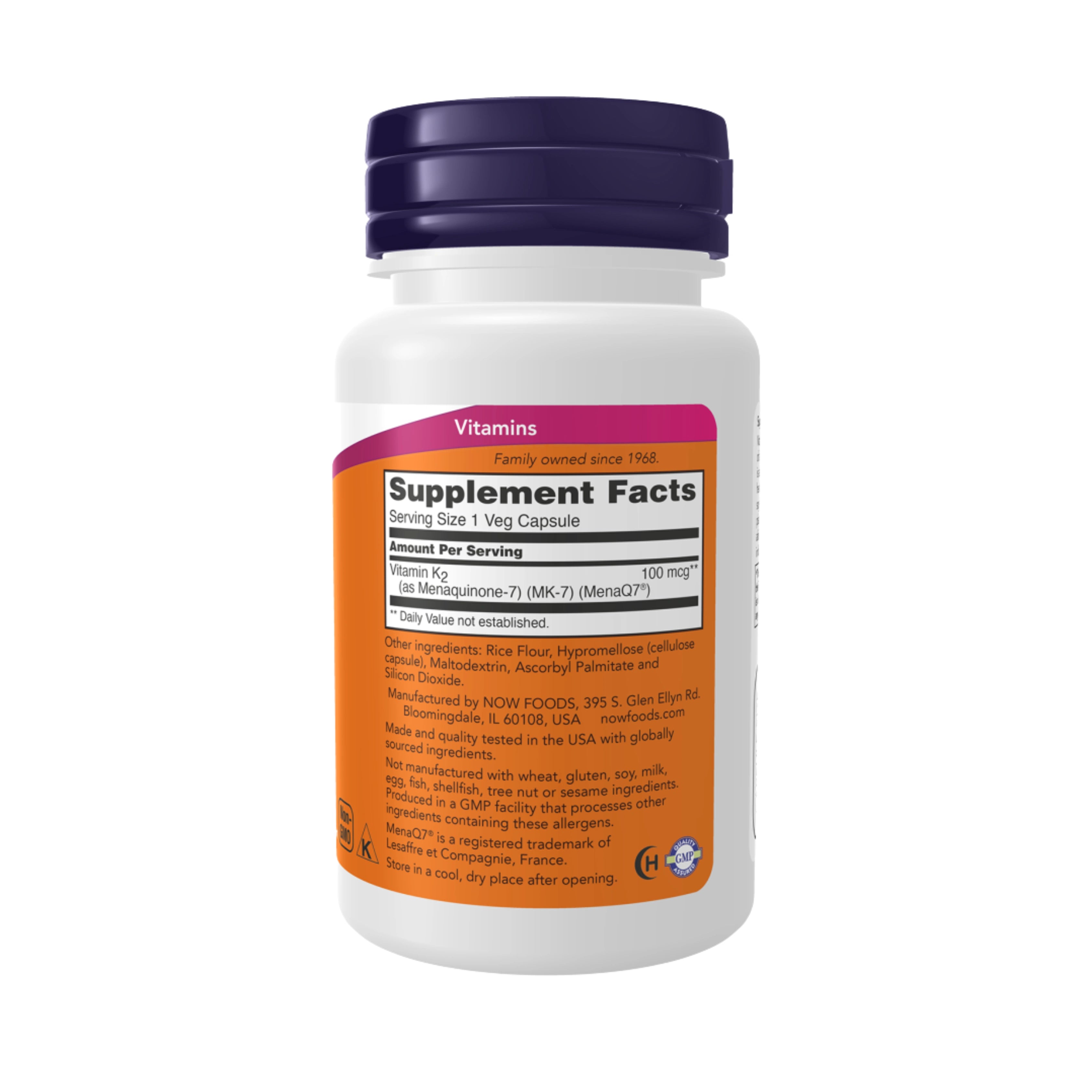 NOW Foods, MK-7 Vitamin K-2, 100 mcg, 60 Veg Capsules