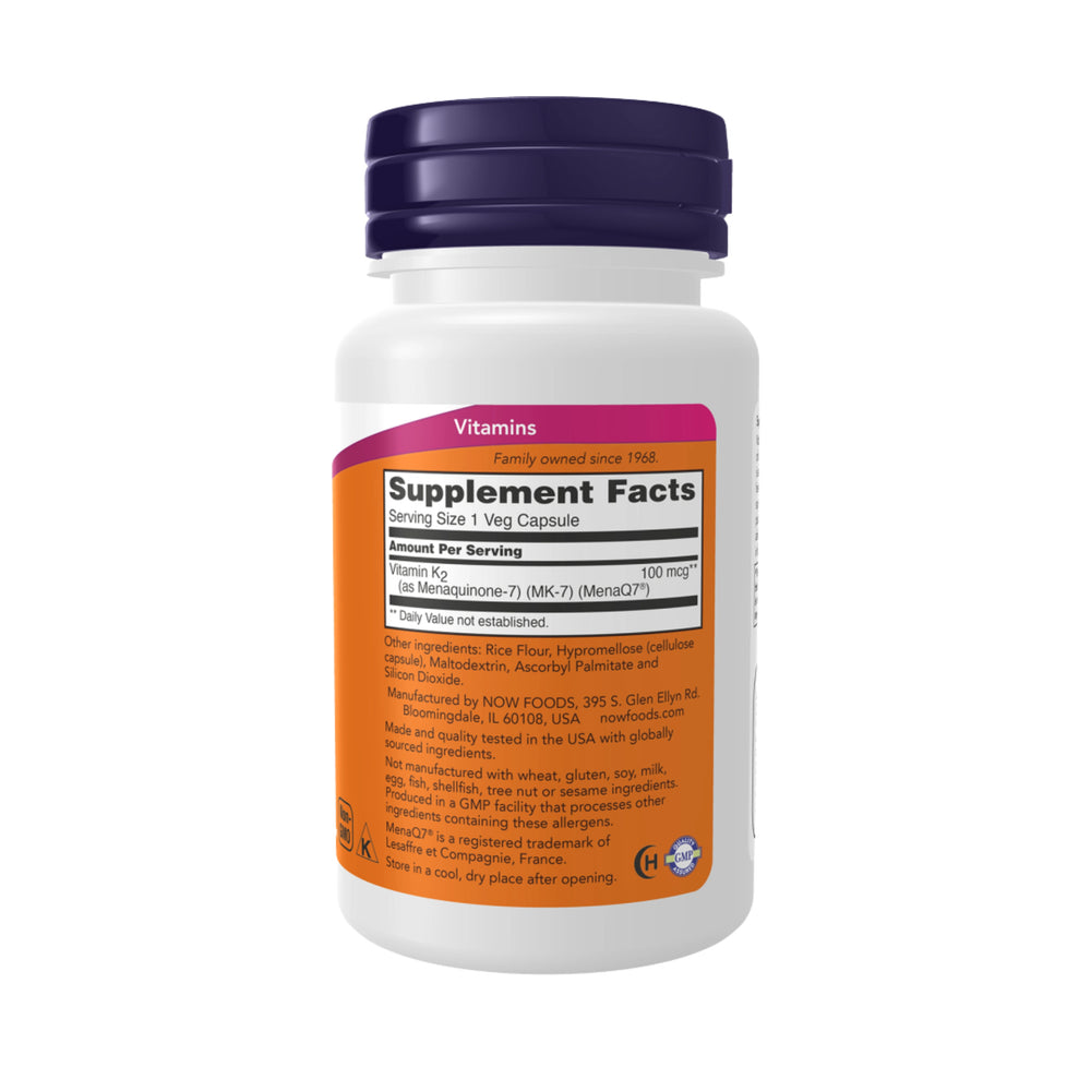 NOW Foods, MK-7 Vitamin K-2, 100 mcg, 60 Veg Capsules