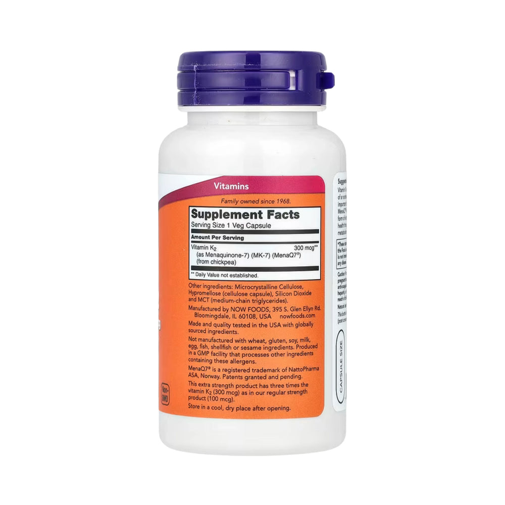 NOW Foods, MK-7, Vitamin K-2, 300 mcg, 120 Veg Capsules