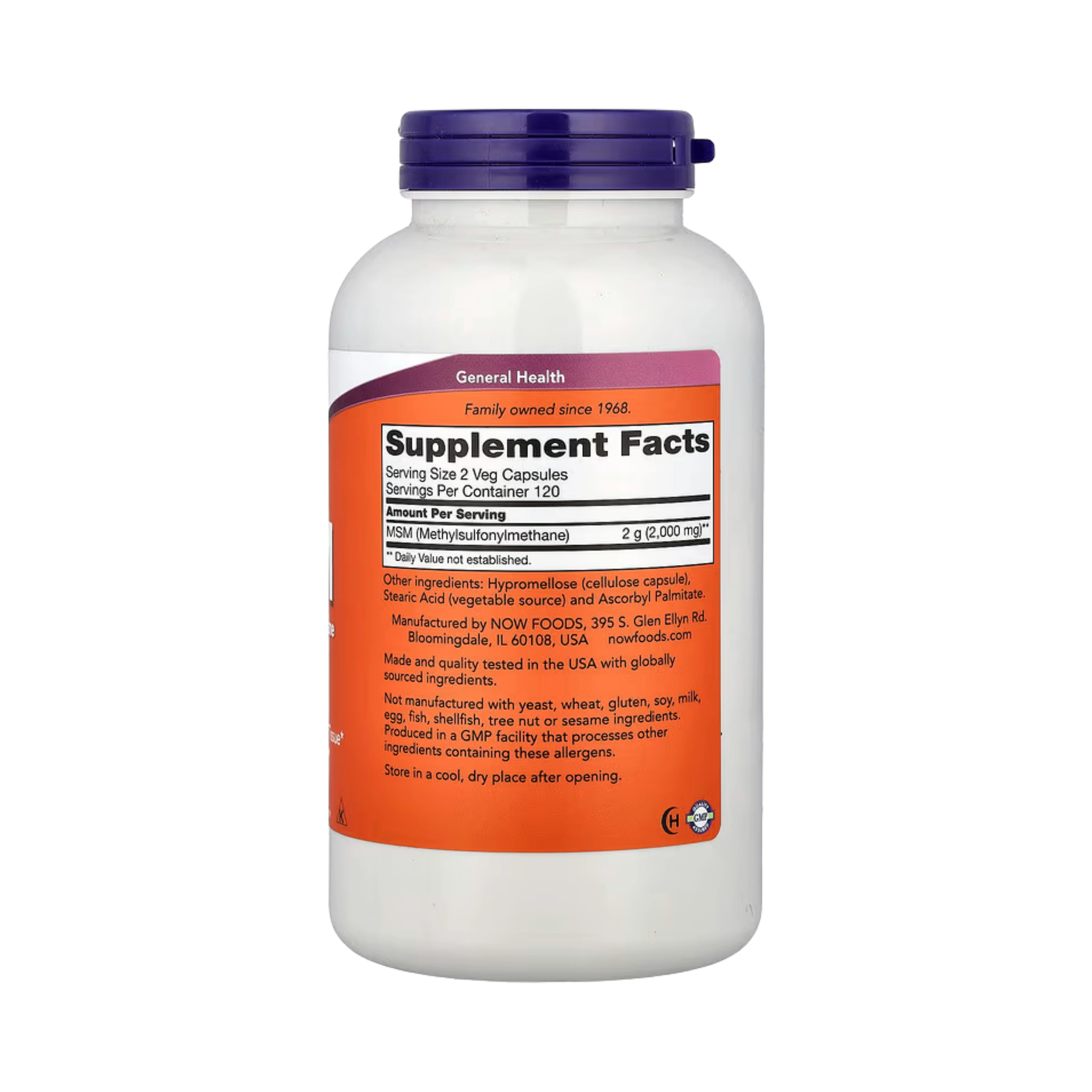 NOW Foods, MSM, 1,000 mg, 240 Veg Capsules