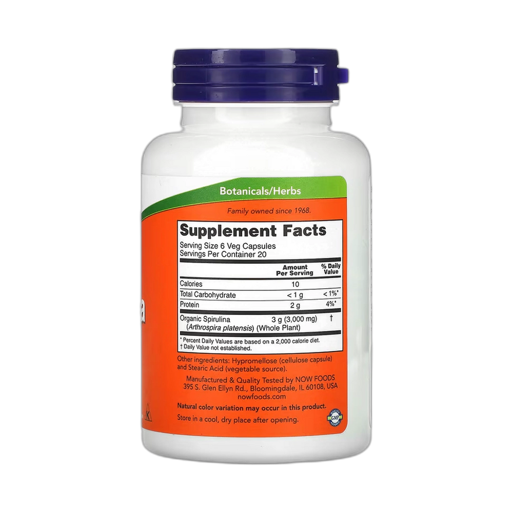 NOW Foods, Natural Spirulina, 500 mg, 120 Veg Capsules