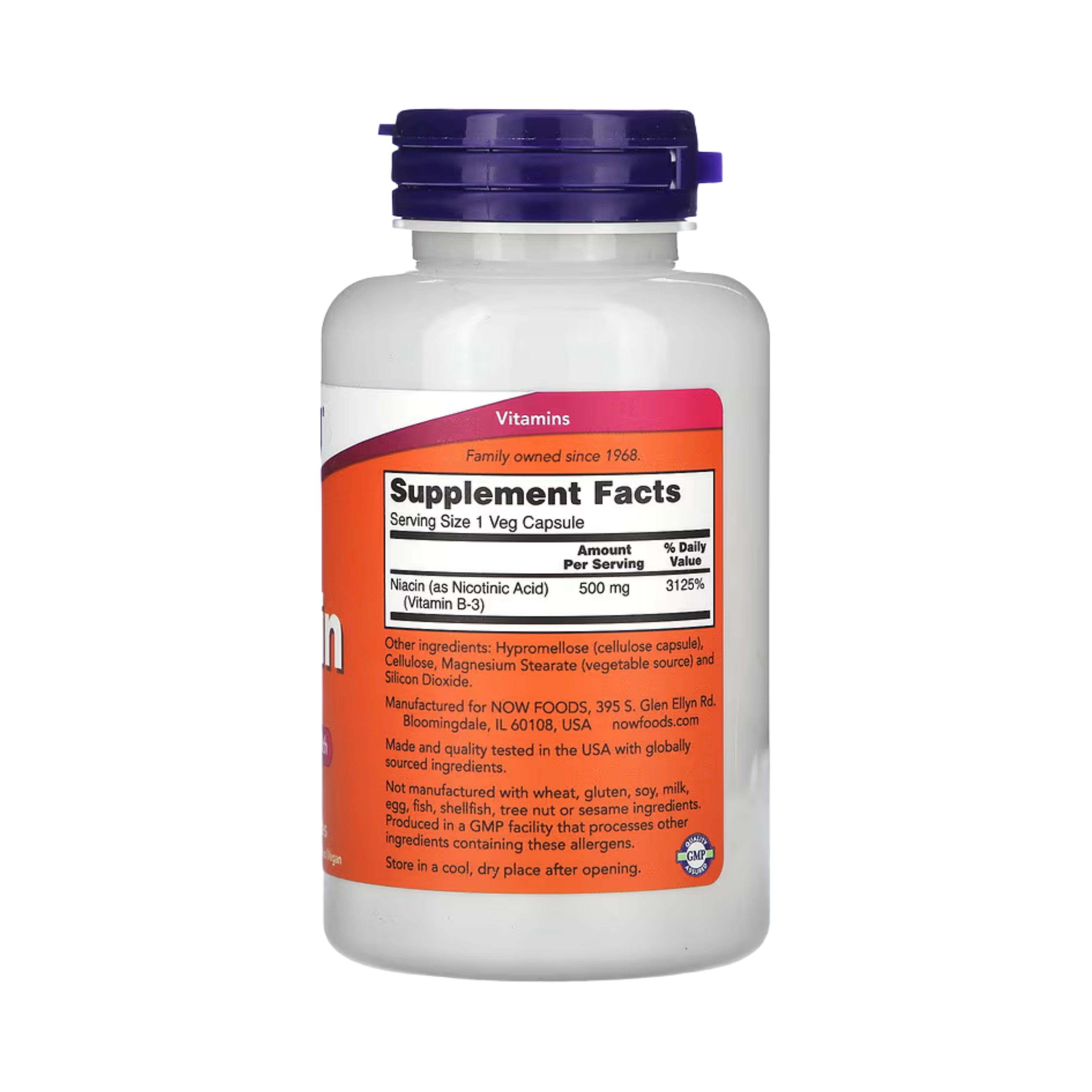 NOW Foods, Niacin, 500 mg, 100 Veg Capsules