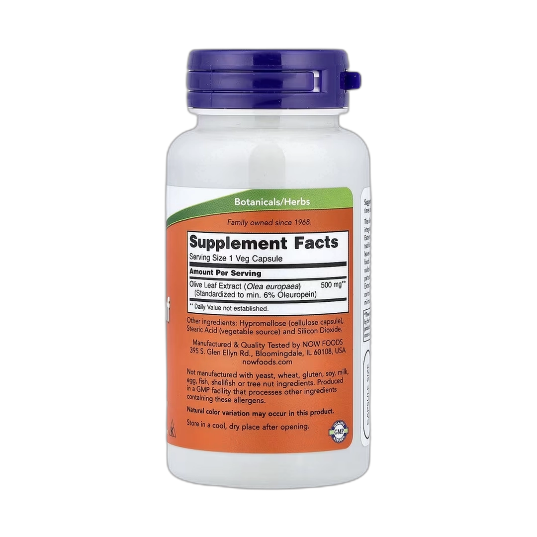 NOW Foods, Olive Leaf Extract, 500 mg, 60 Veg Capsules
