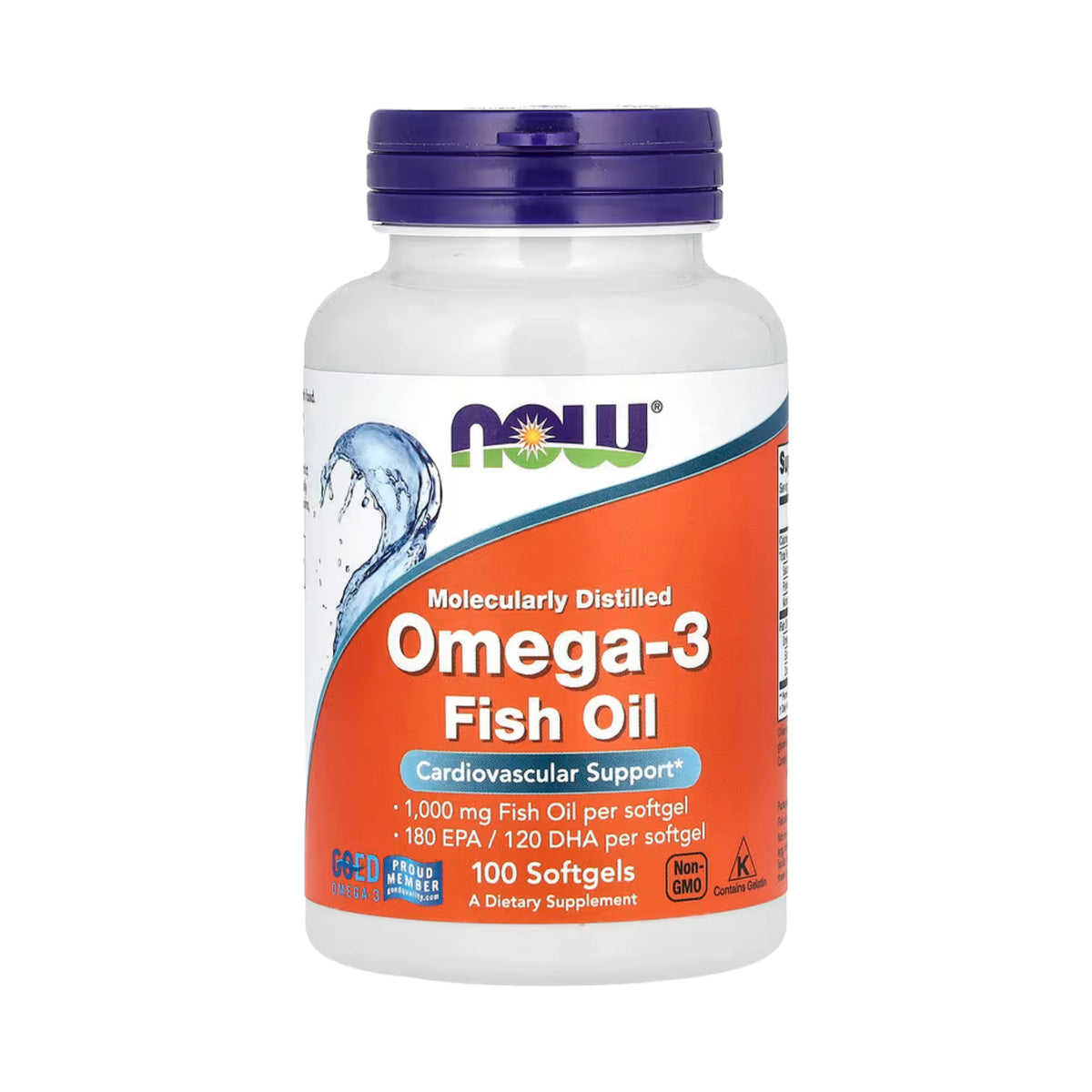 NOW Foods, Omega-3 Fish Oil, 1,000 mg, 180 EPA - 120 DHA, 100 Softgels