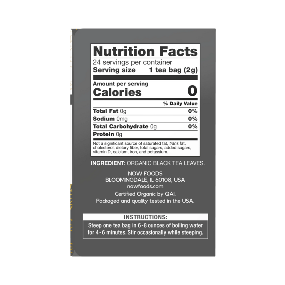 NOW Foods, Organic Black Tea, 24 Tea Bags, 1.7 Oz