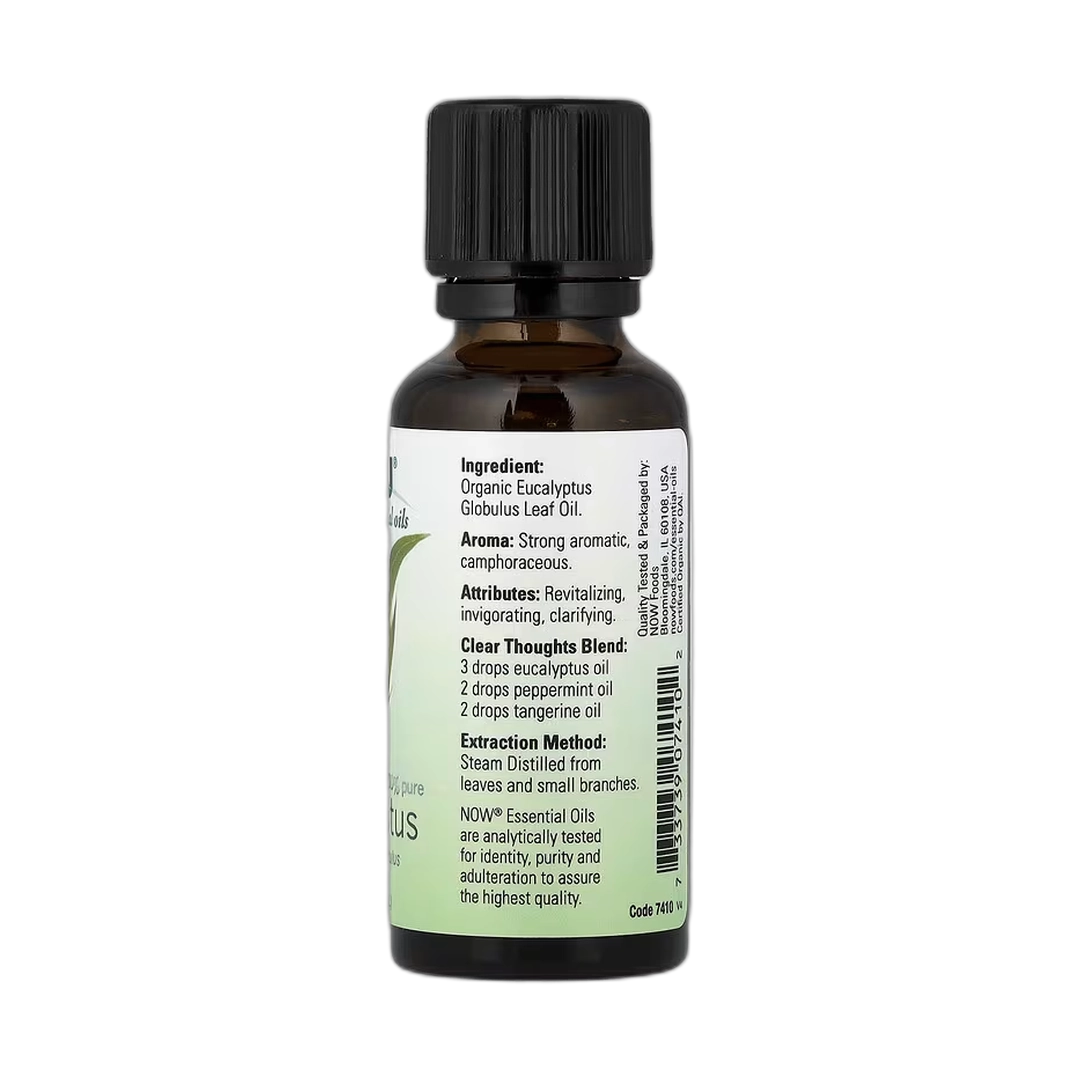 NOW Foods, Organic Essential Oils, Eucalyptus, 1 fl oz, 30 ml