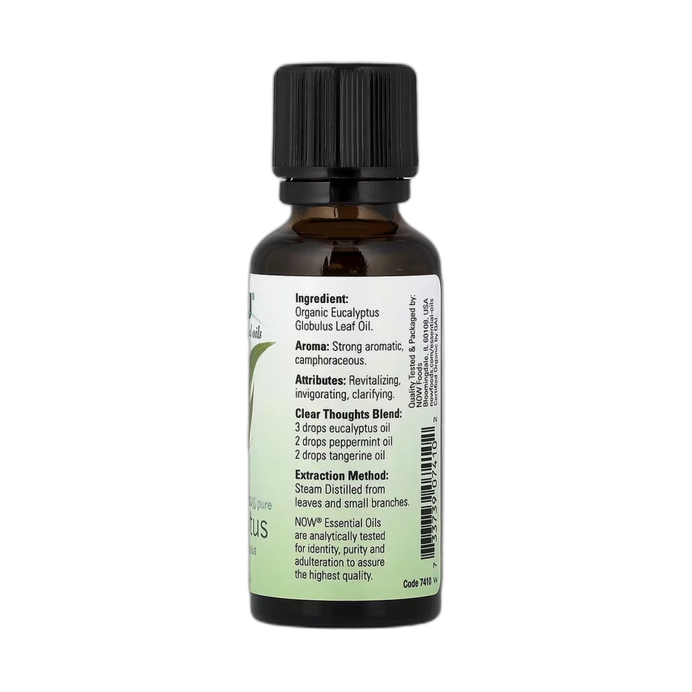 NOW Foods, Organic Essential Oils, Eucalyptus, 1 fl oz, 30 ml