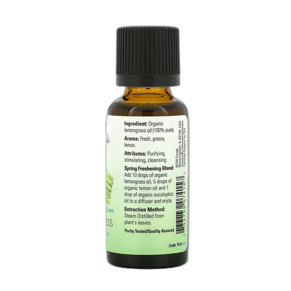 NOW Foods, Organic Essential Oils, Lemongrass, 1 fl oz, 30 ml