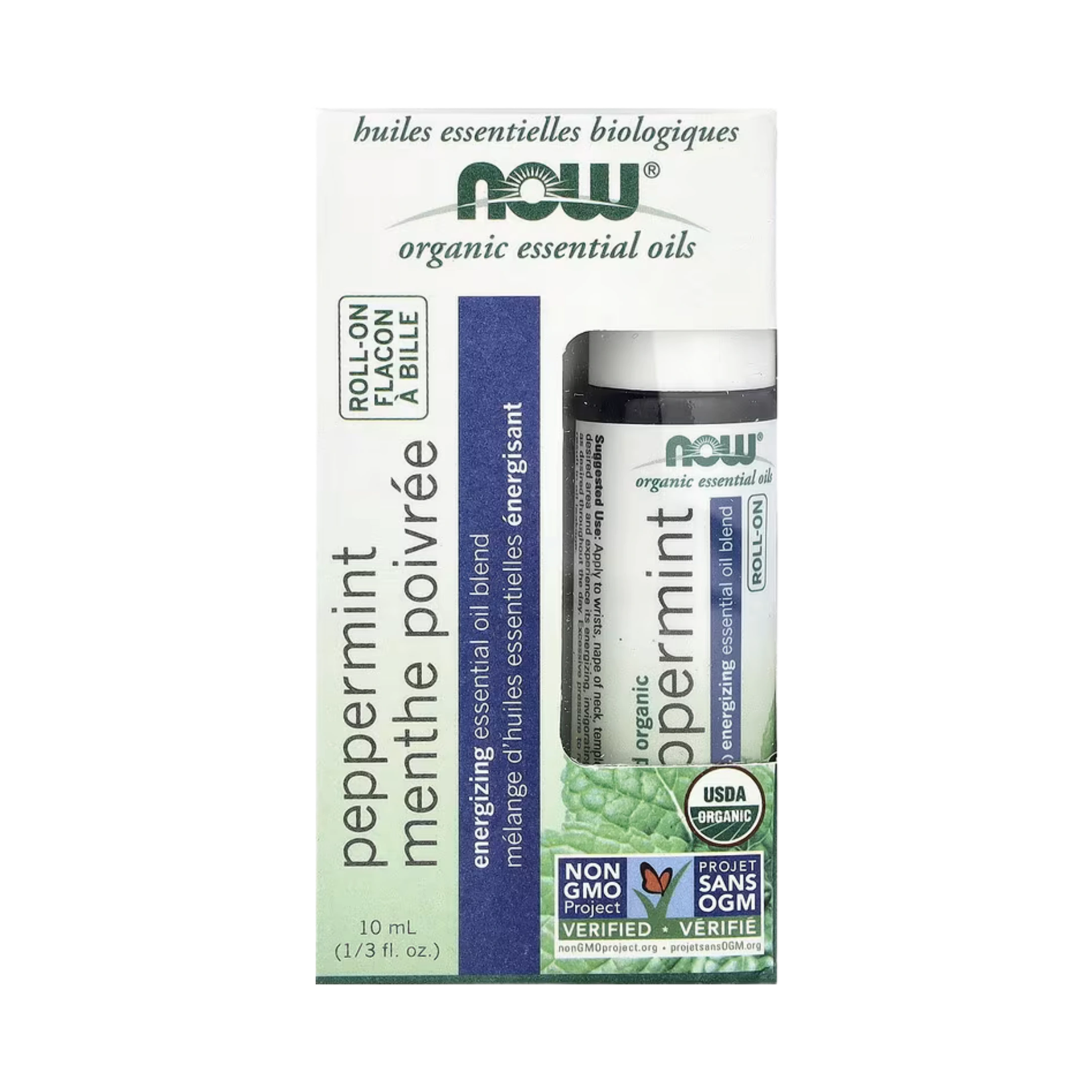 NOW Foods, Organic Essential Oils, Peppermint Roll-On, 1/3 fl oz, 10 ml