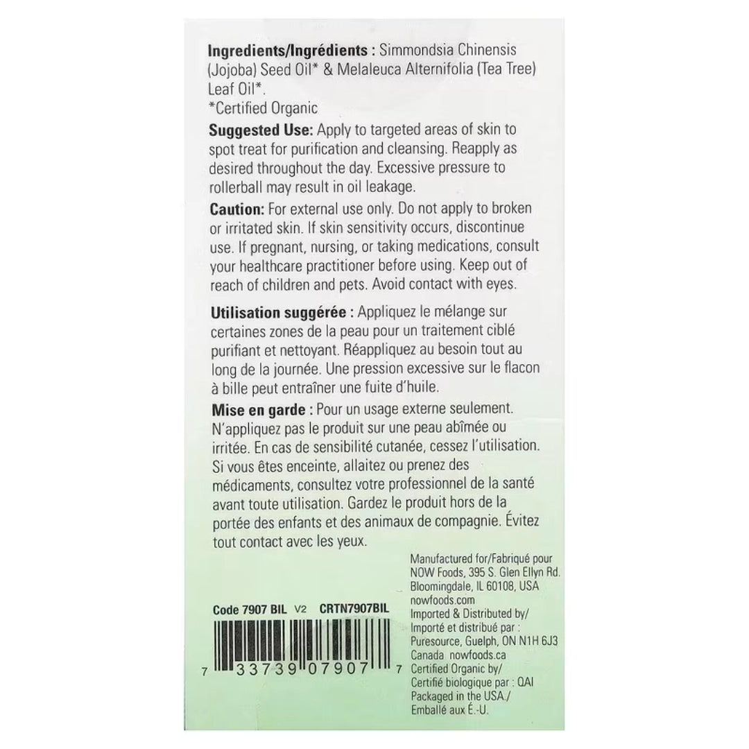 NOW Foods, Organic Essential Oils, Tea Tree Roll-On, 1/3 fl oz, 10 ml