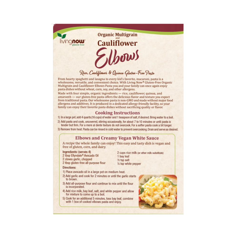NOW Foods, Organic Multigrain and Cauliflower Elbows, Gluten Free, 8 Oz