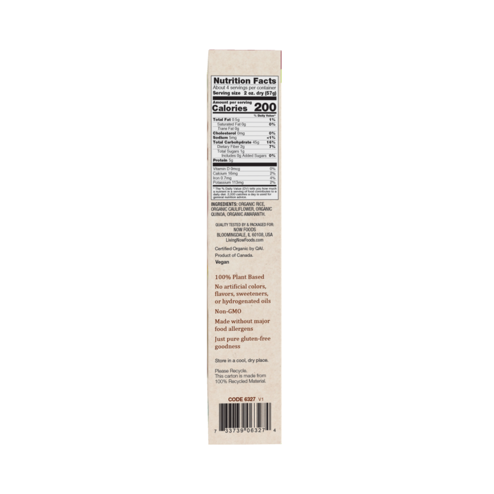 NOW Foods, Organic Multigrain and Cauliflower Rotini, Gluten Free, 8 Oz