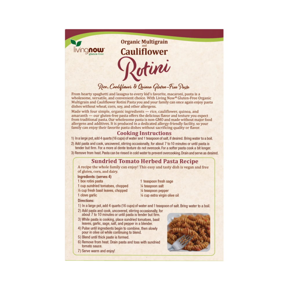 NOW Foods, Organic Multigrain and Cauliflower Rotini, Gluten Free, 8 Oz
