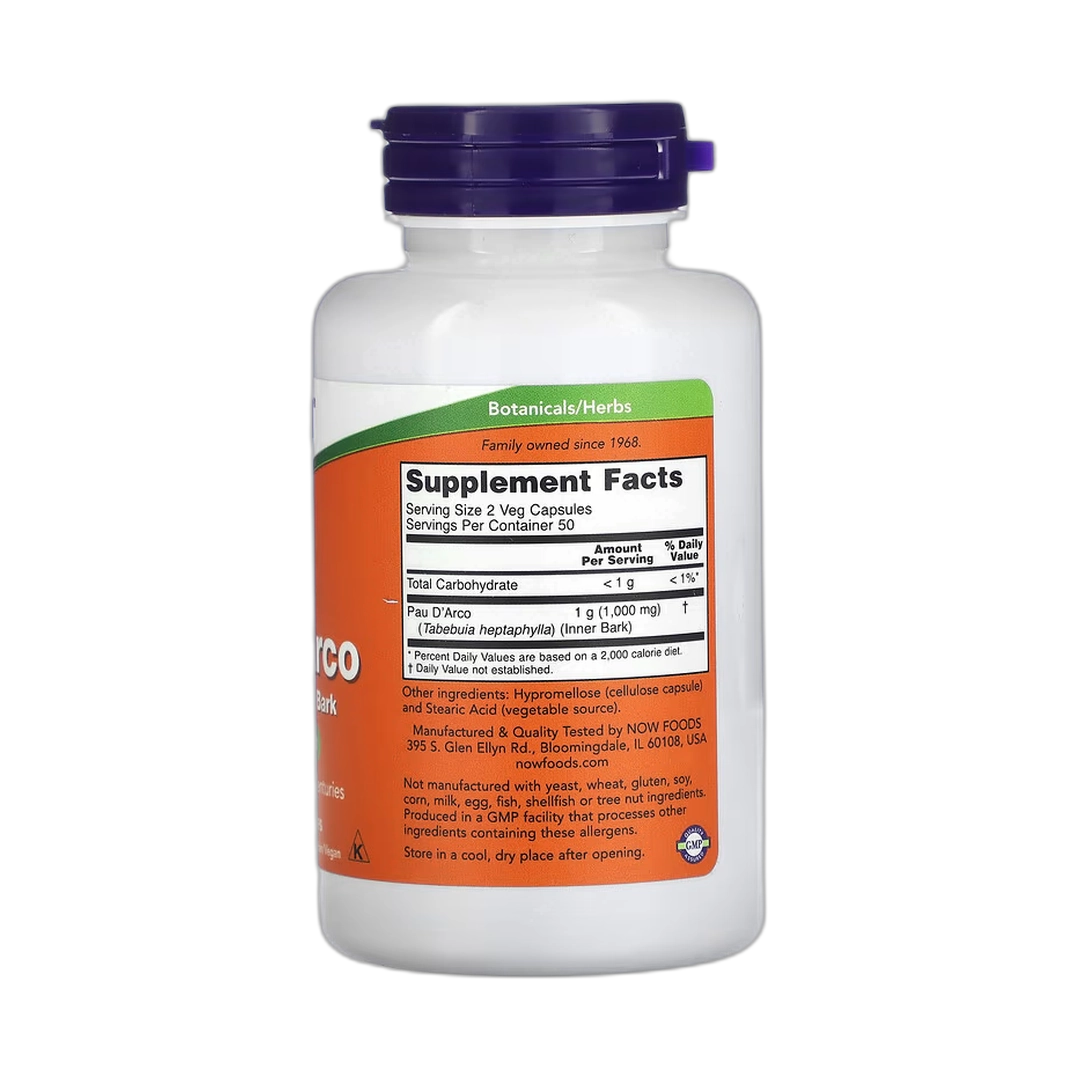NOW Foods, Pau D'Arco, 500 mg, 100 Veg Capsules