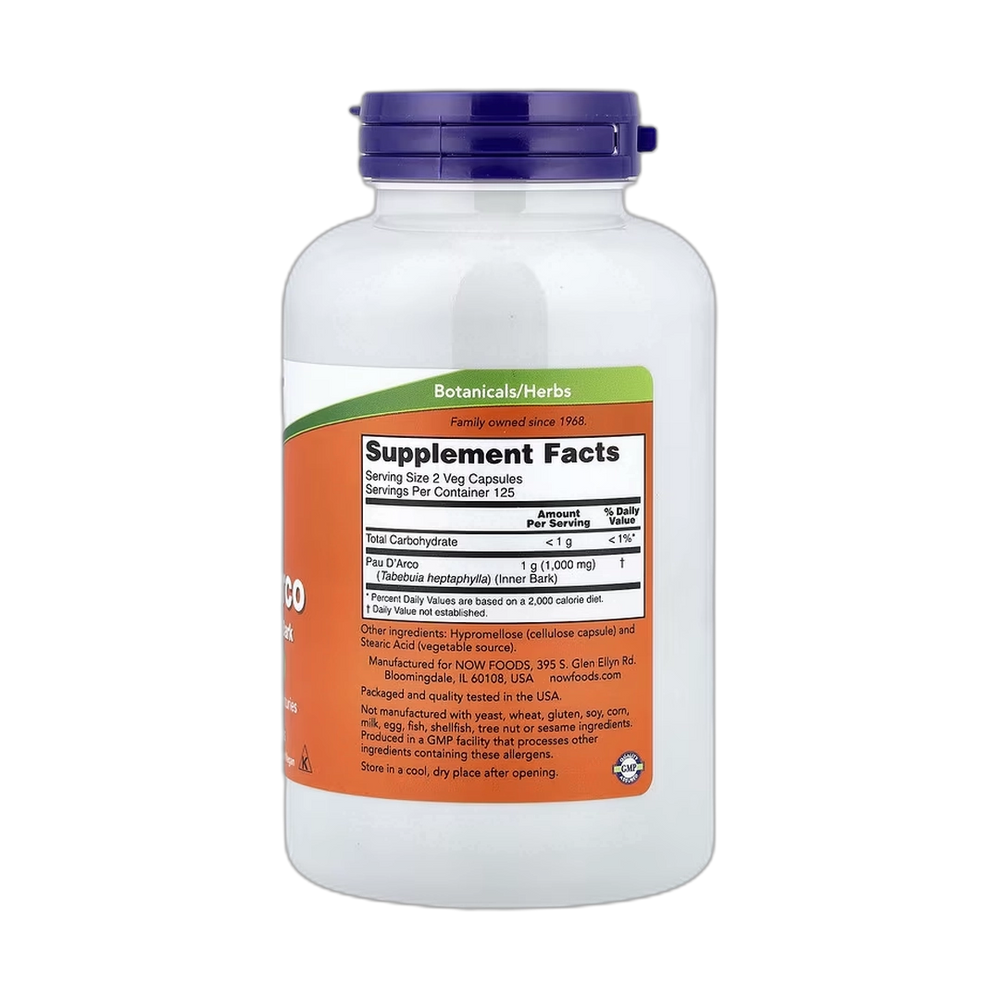 NOW Foods, Pau D' Arco, 500 mg, 250 Veg Capsules