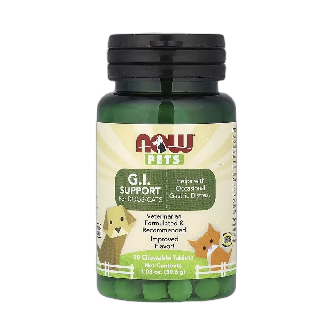 NOW Foods, Pets, GI Support, For Dogs/Cats, 90 Chewable Tablets, 1.08 oz, 30.6 g