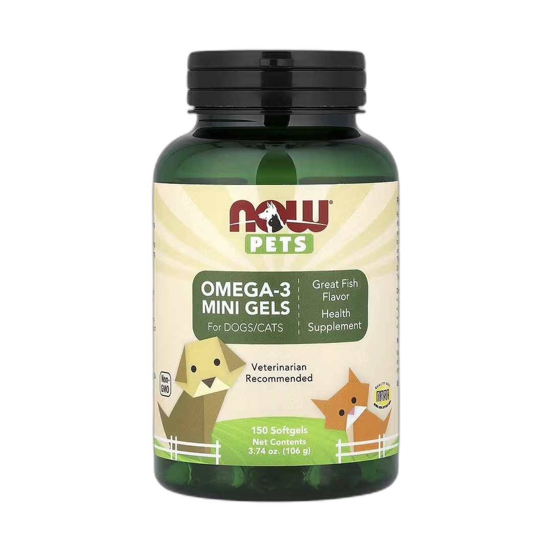 NOW Foods, Pets, Omega-3 Mini Gels, For Dogs/Cats, Fish, 150 Softgels, 3.74 oz, 106 g