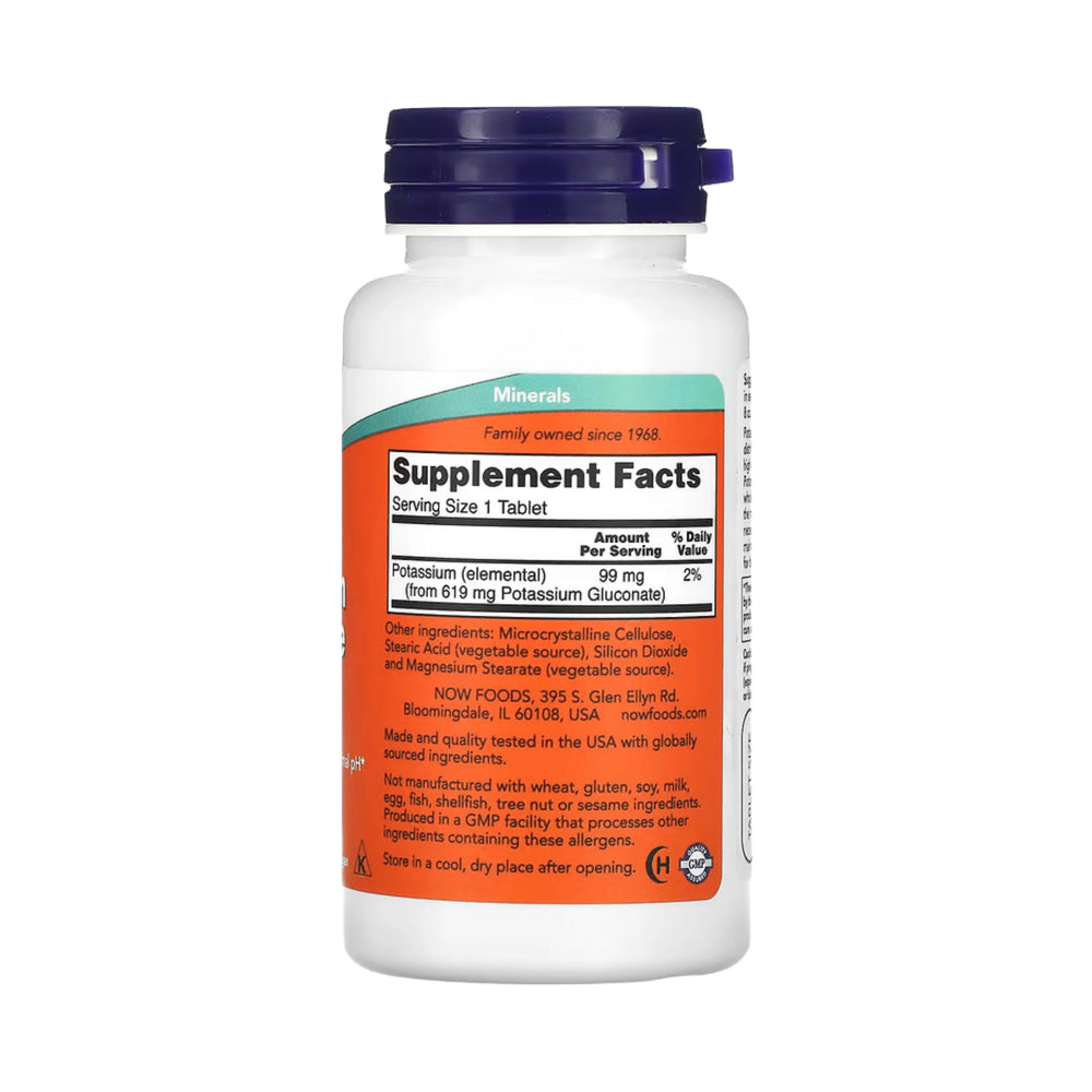 NOW Foods, Potassium Gluconate, 99 mg, 100 Tablets