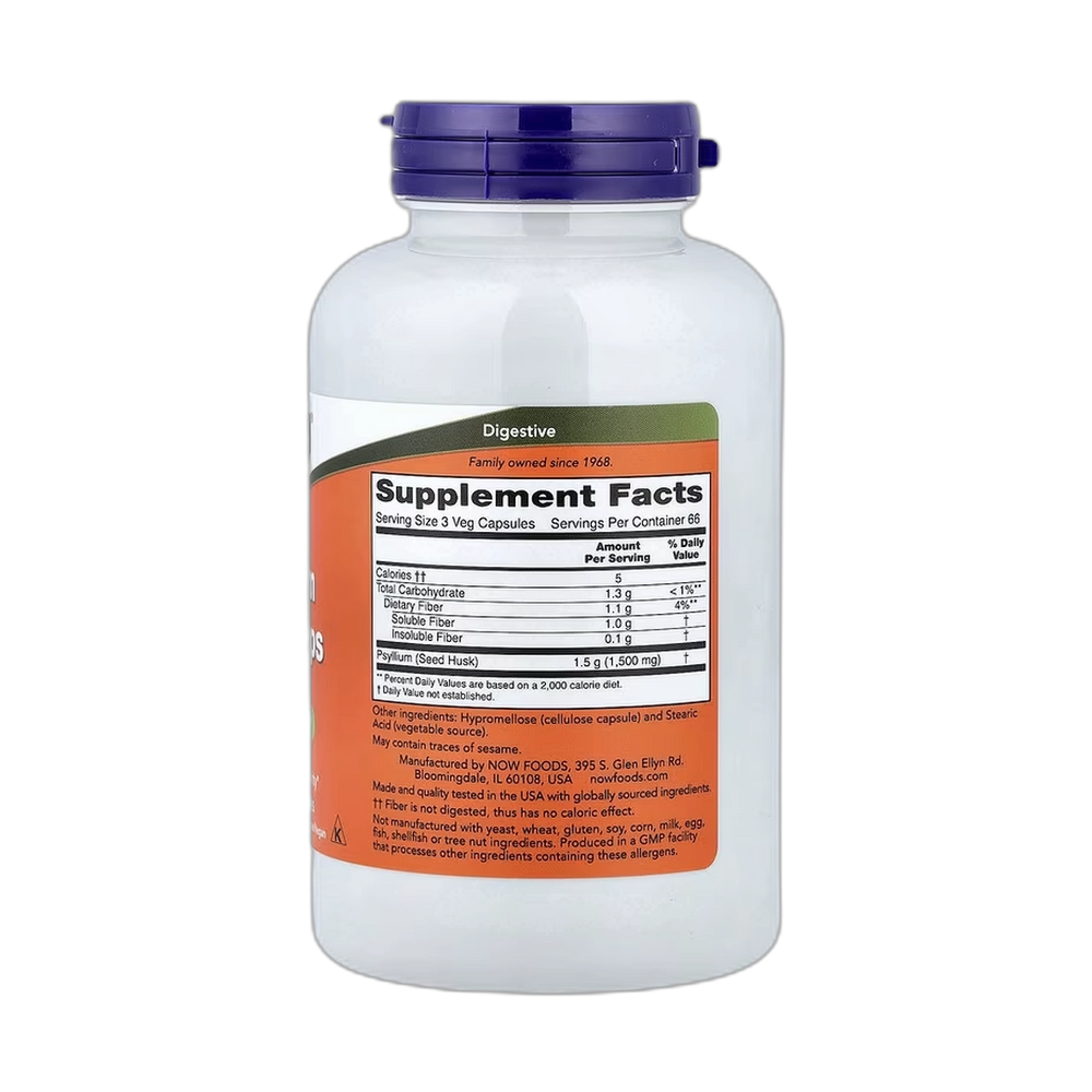 NOW Foods, Psyllium Husk Caps, 200 Veg Capsules
