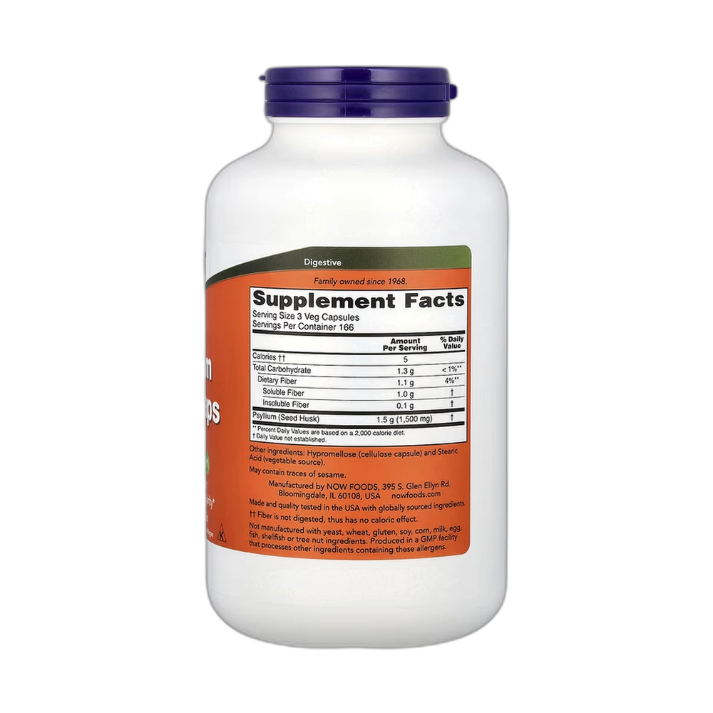 NOW Foods, Psyllium Husk Caps, 500 mg, 500 Veg Capsule