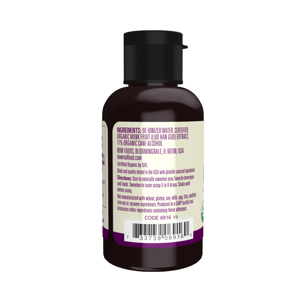 NOW Foods, Real Food, Organic Monk Fruit, Liquid Sweetener, 2 Fl Oz