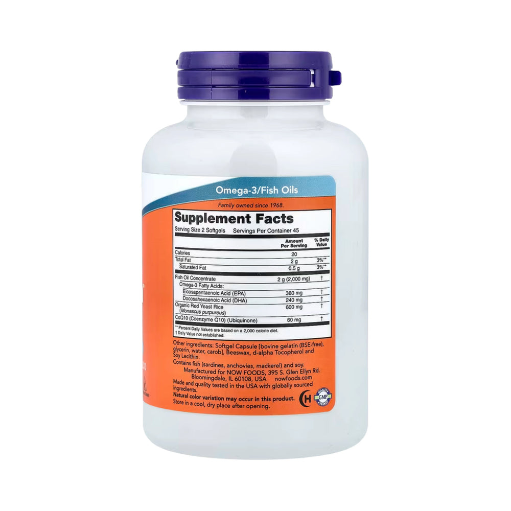 NOW Foods, Red Omega Fish Oil With Red Yeast Rice and CoQ10, 90 Softgels