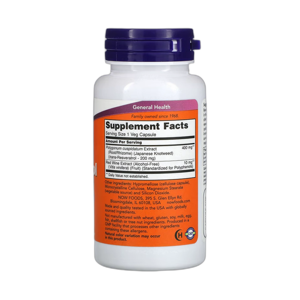 NOW Foods, Resveratrol, 200 mg, 60 Veg Capsules