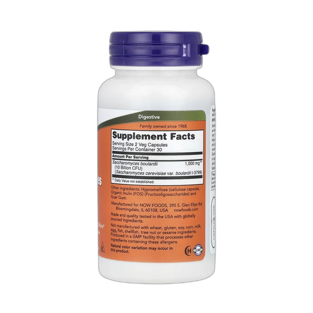 NOW Foods, Saccharomyces Boulardii, Probiotic , 5 Billion CFU, 60 Veg Capsules