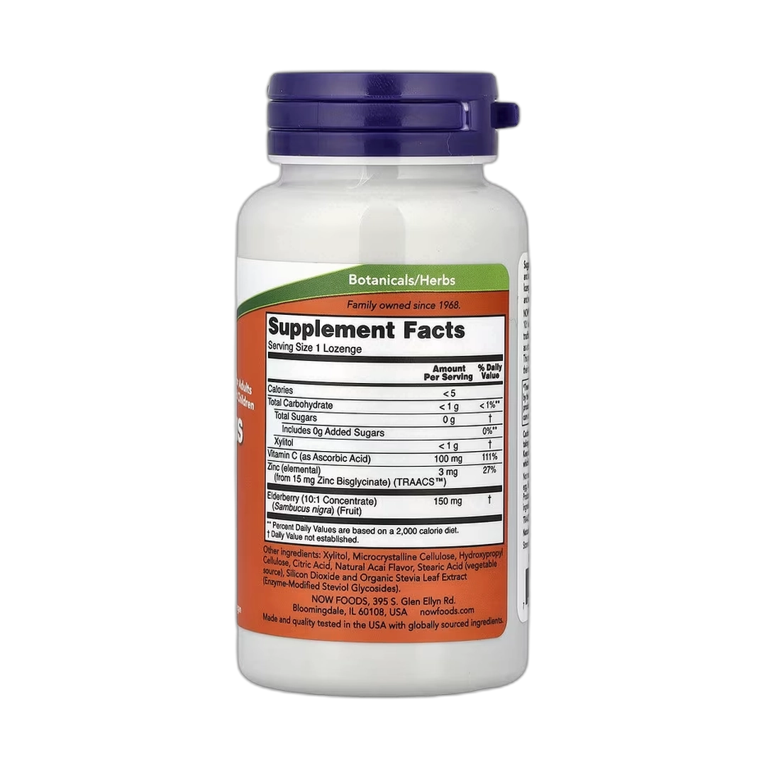 NOW Foods, Sambucus Zinc-C, 60 Lozenges