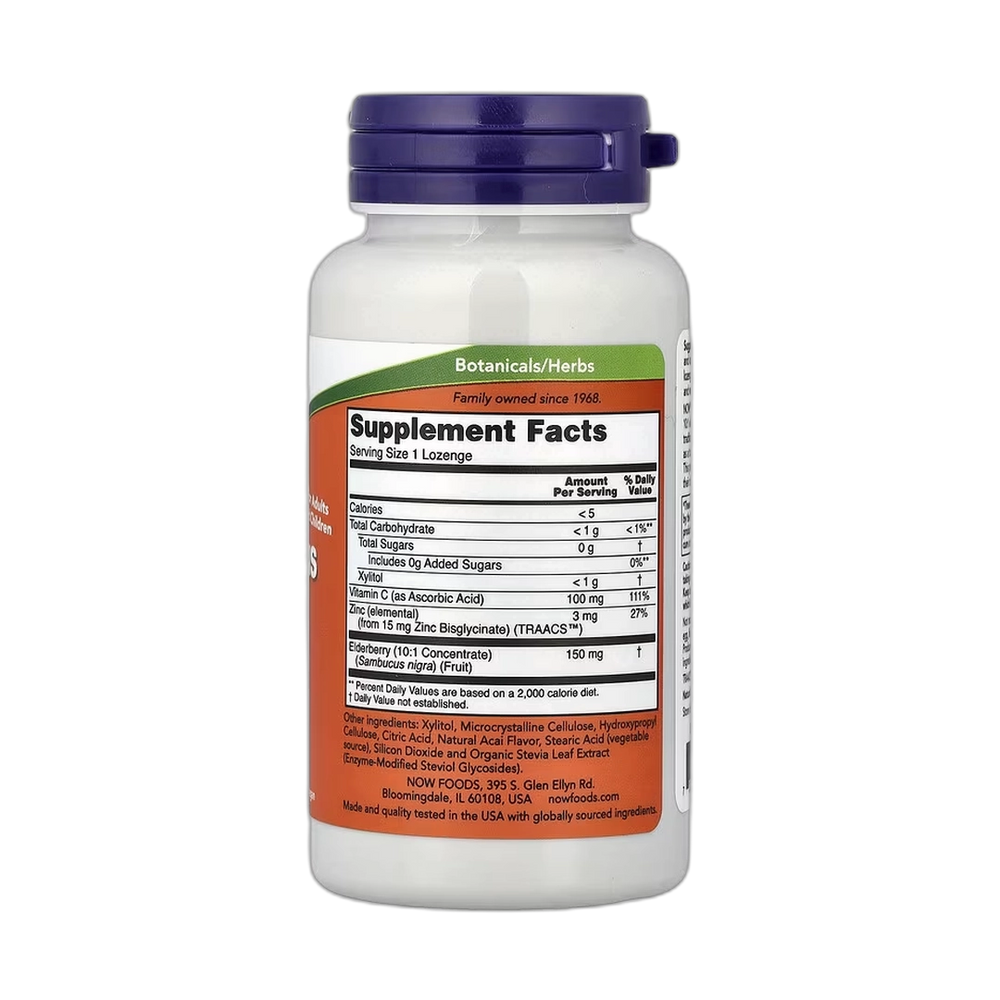 NOW Foods, Sambucus Zinc-C, 60 Lozenges
