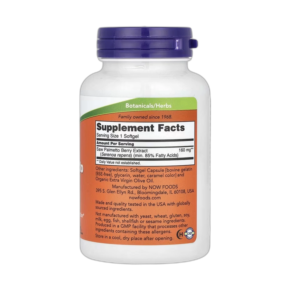NOW Foods, Saw Palmetto Extract, 160 mg, 240 Softgels