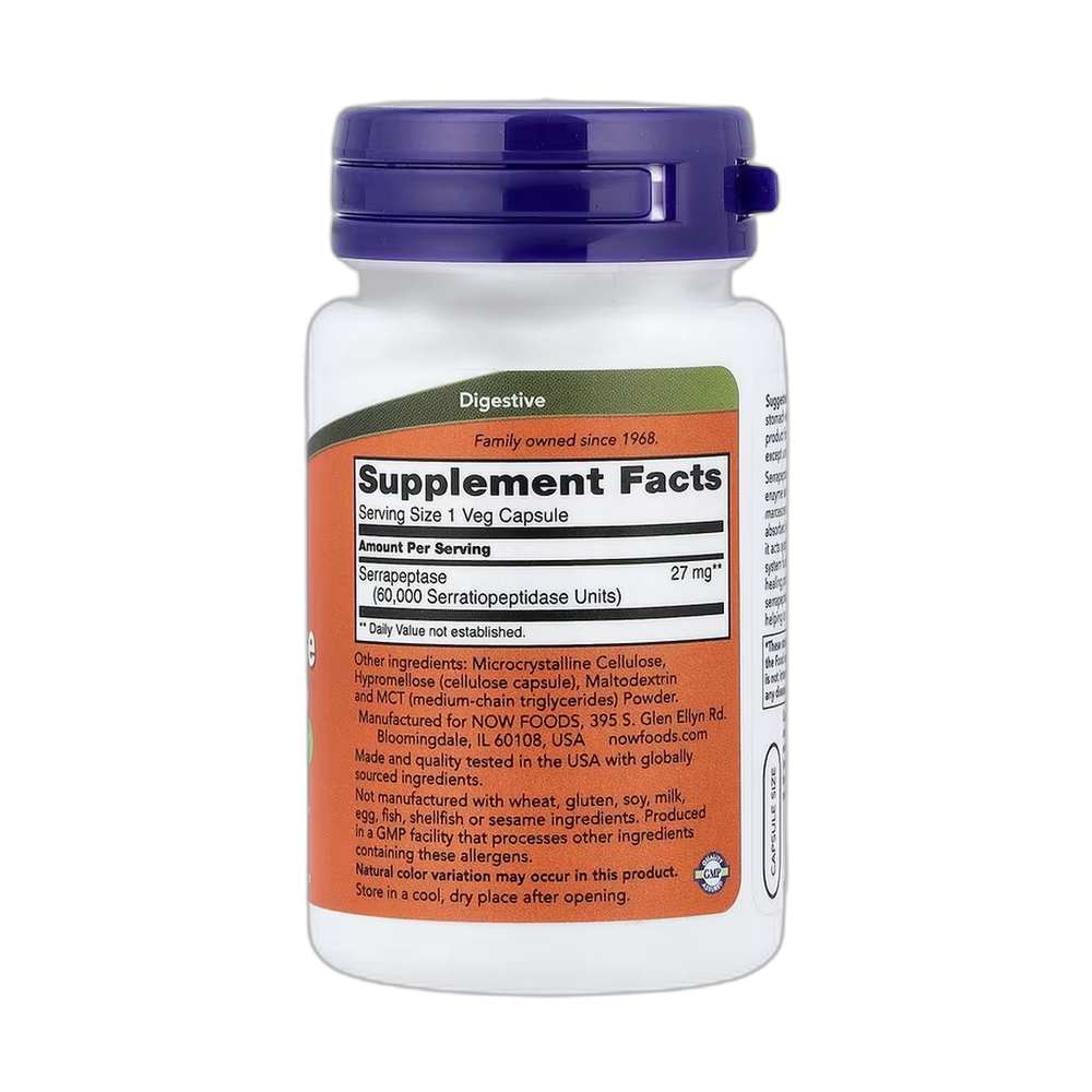 NOW Foods, Serrapeptase, 60 Veg Capsules