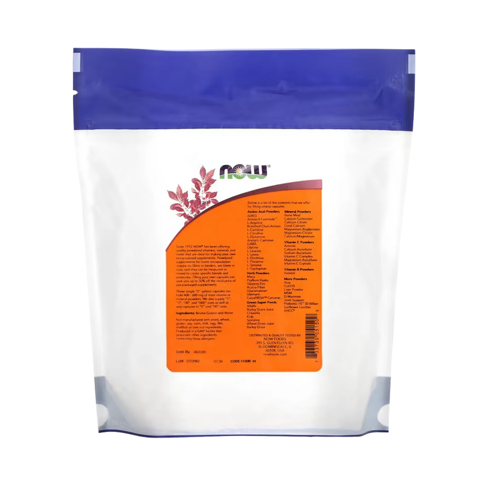 NOW Foods, Single "0" Gelatin Caps, Approx. 1,000 Empty Gelatin Capsules, 3.39 oz, 96 g