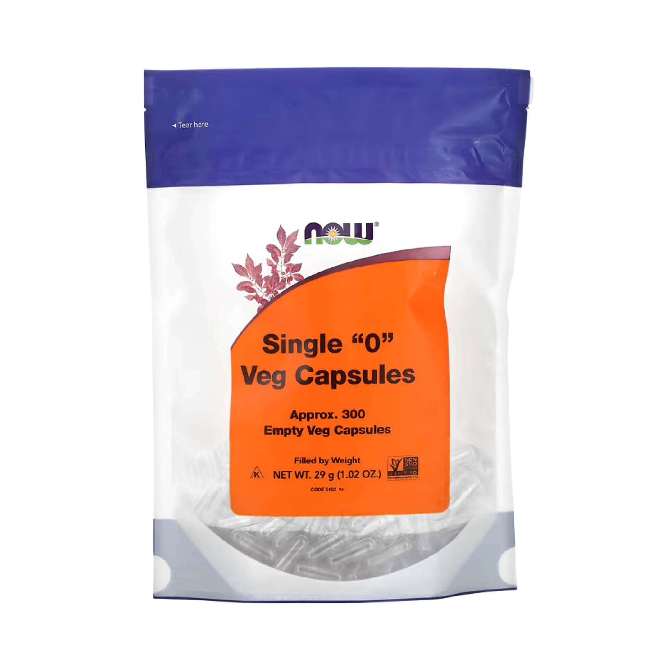 NOW Foods, Single "0" Veg Capsules, Approx. 300 Empty Veg Capsules, 1.02 oz, 29 g