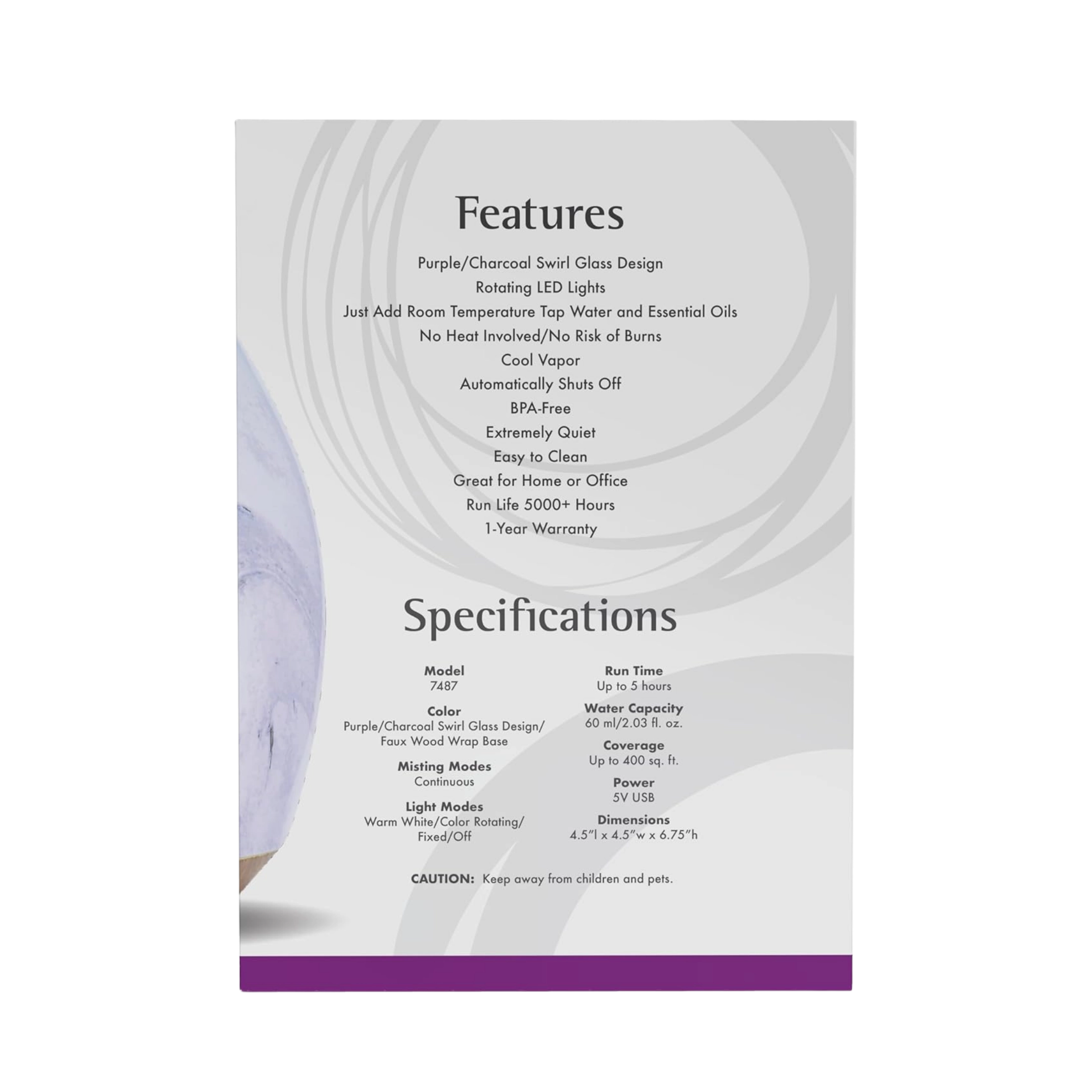 NOW Foods, Solution, Glass Swirl USB Diffuser, 1 Diffuser
