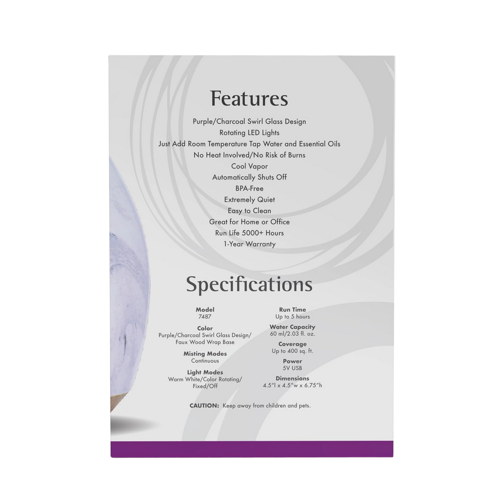 NOW Foods, Solution, Glass Swirl USB Diffuser, 1 Diffuser
