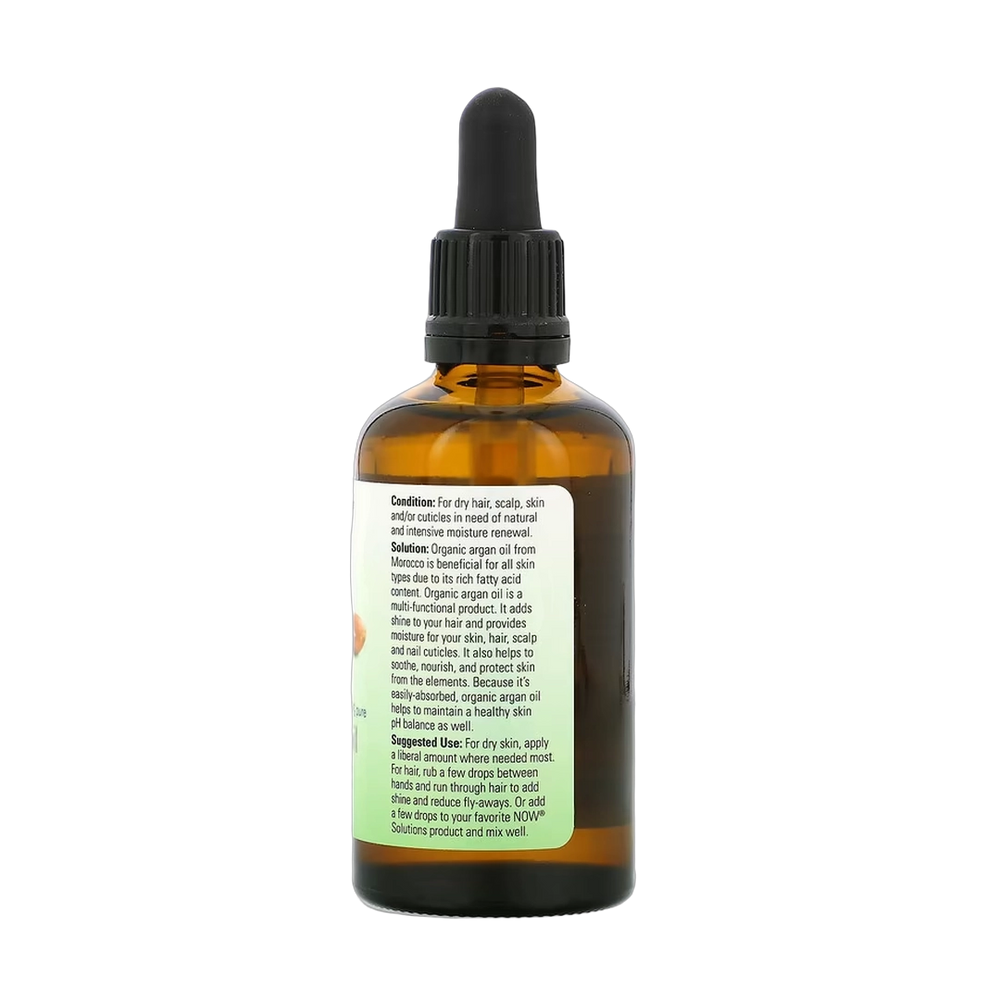 NOW Foods, Solutions, Certified Organic & 100% Pure Argan Oil, 2 fl oz, 59 ml