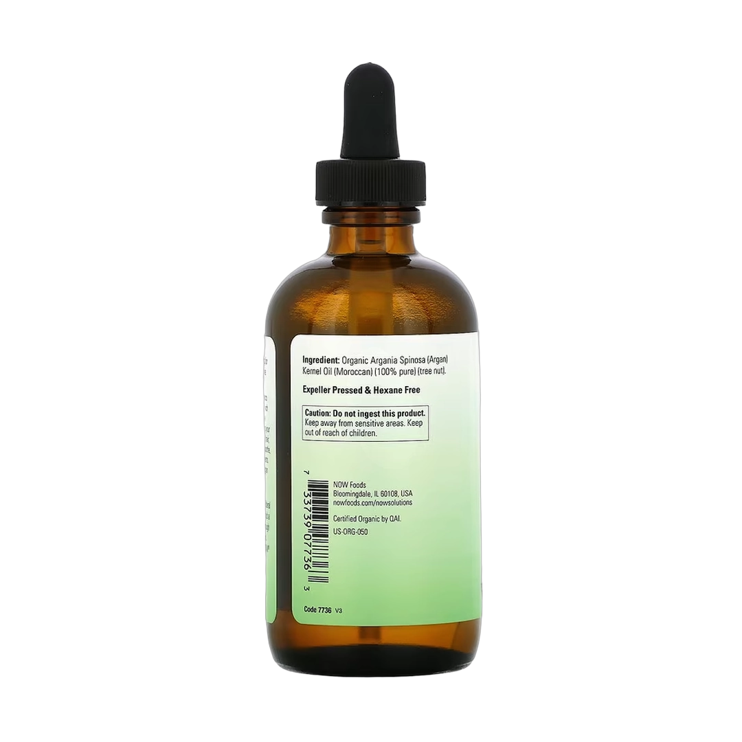 NOW Foods, Solutions, Certified Organic & 100% Pure Argan Oil, 4 fl oz, 118 ml