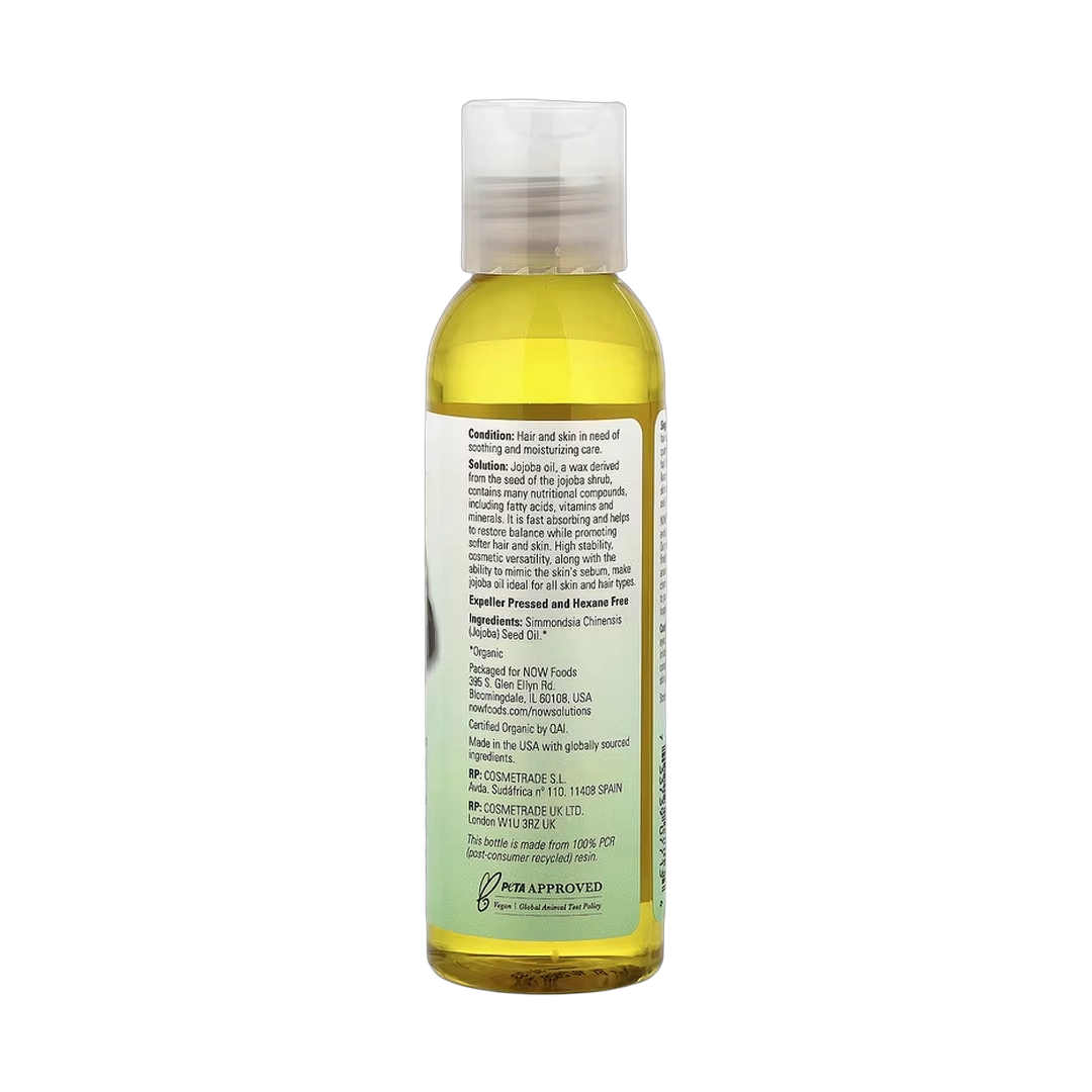 NOW Foods, Solutions, Certified Organic Jojoba Oil, 4 fl oz, 118 ml