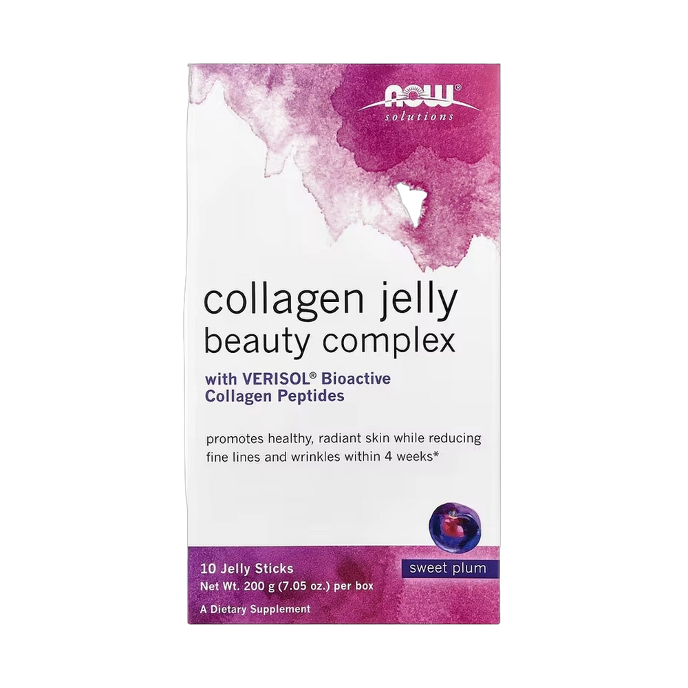 NOW Foods, Solutions, Collagen Jelly Beauty Complex, Sweet Plum, 10 Jelly Sticks, 0.705 oz (20 g) Each
