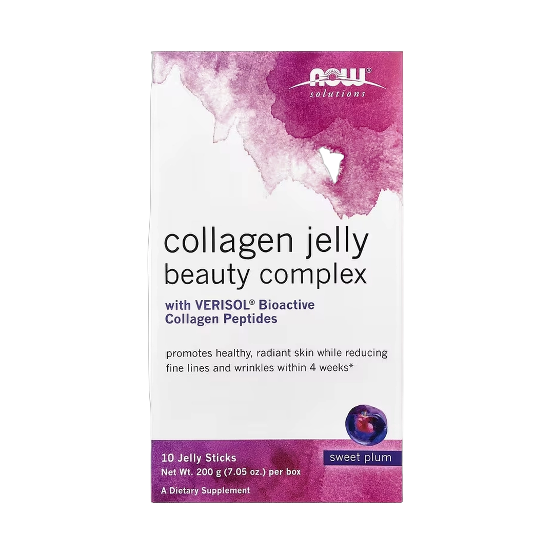 NOW Foods, Solutions, Collagen Jelly Beauty Complex, Sweet Plum, 10 Jelly Sticks, 0.705 oz (20 g) Each
